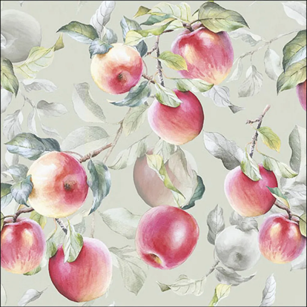 Serviettes en papier 33x33 cm Fresh apples green pour table printanière