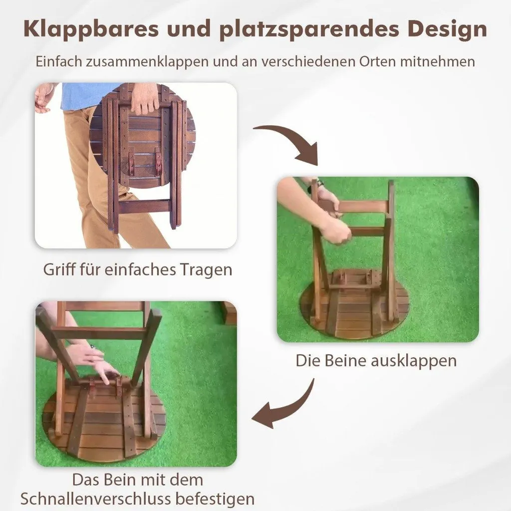 Table d'appoint pliante bois acacia : solution gain de place 46 cm - 5