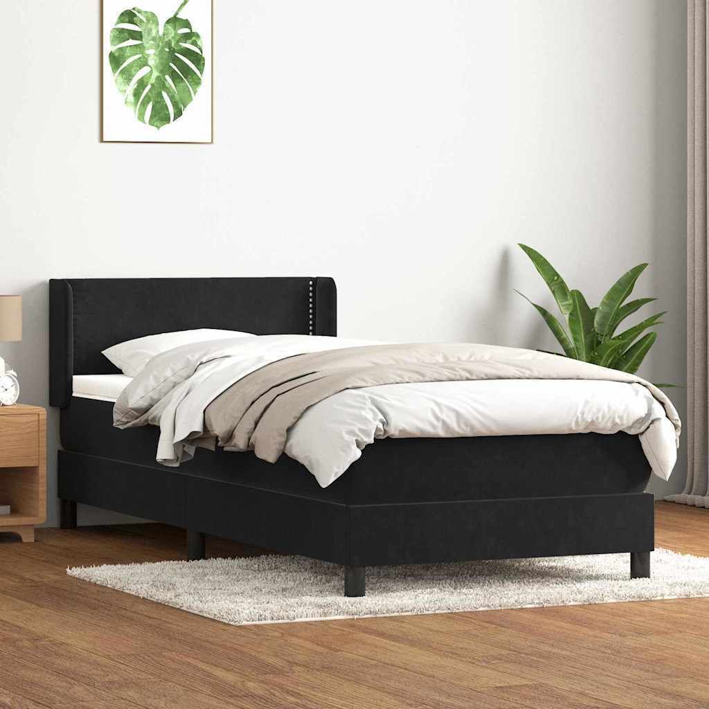 Möbel Boxspringbett mit Matratze Schwarz 90x210 cm Samt - Klassische Betten 3318017