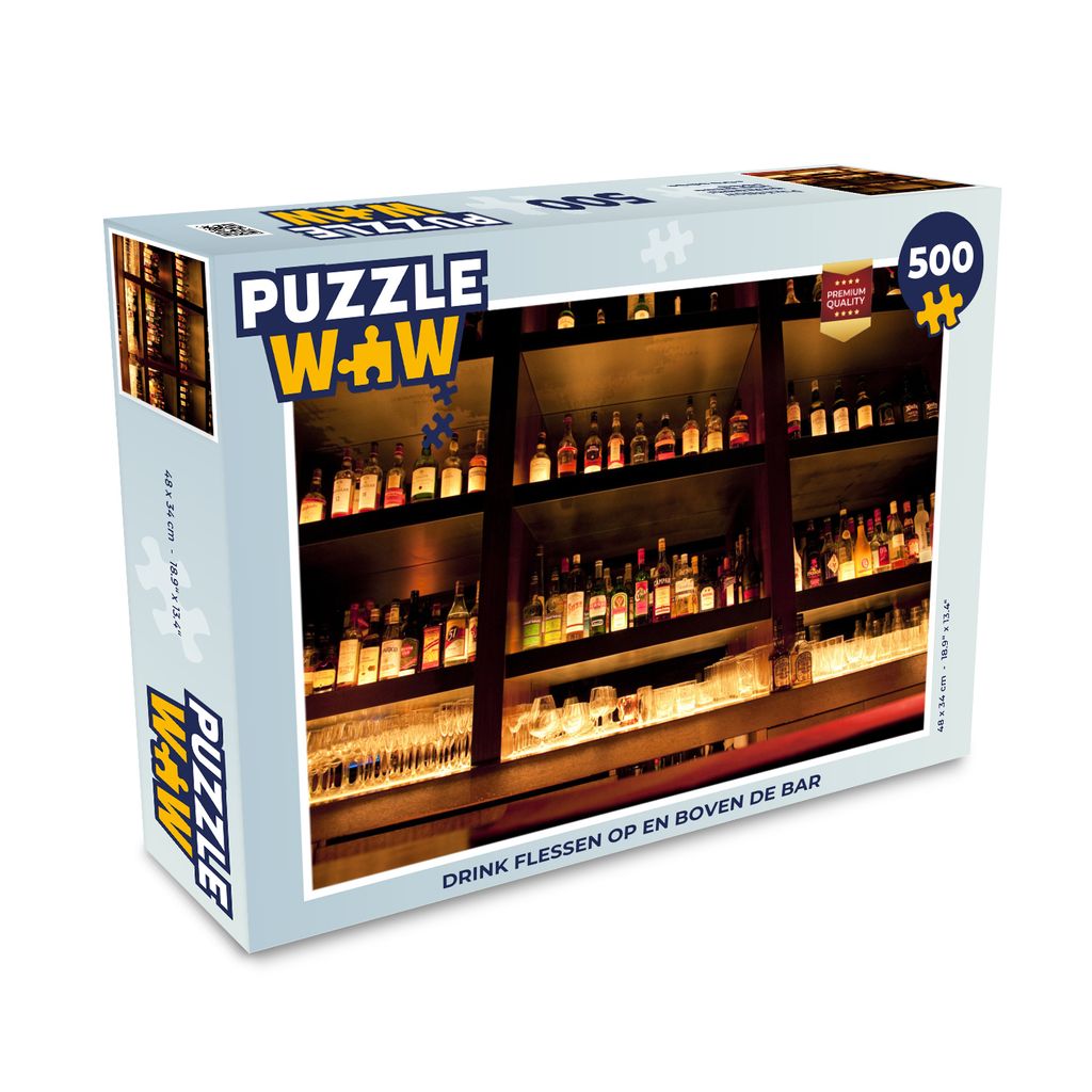 MuchoWow Puzzle 500 Teile Trinkflaschen auf und über der Bar - 500 Teile - Kinder - Selberbauen - Puzzlespiele