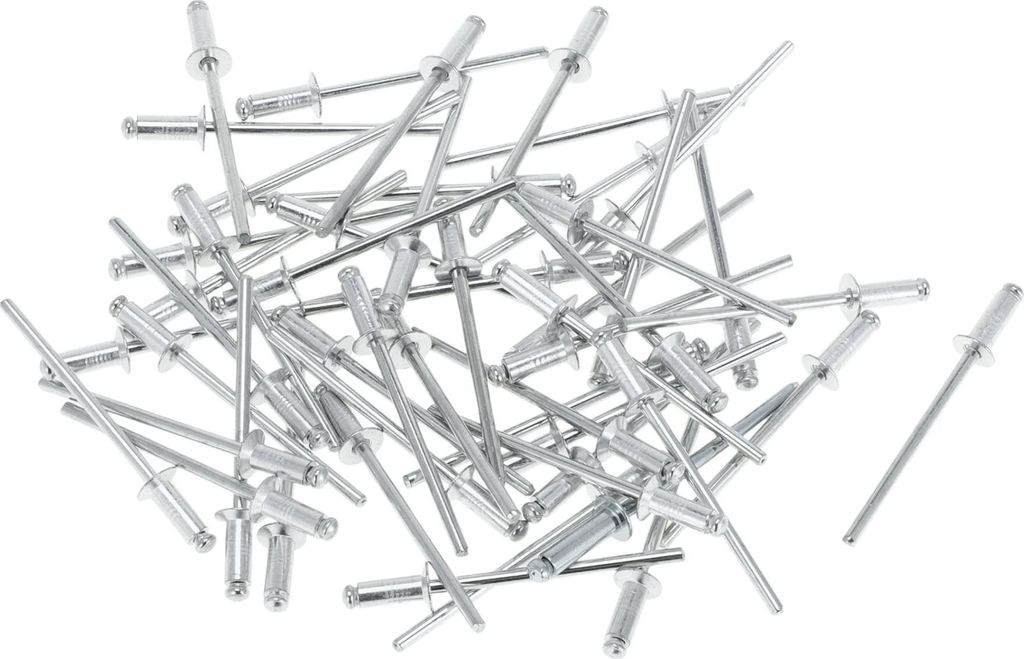50 Stück Offene Enden Großkopf Blindnieten 3,2 mm Griffdurchmesser 10 mm Grifflänge 6 mm Flanschdurchmesser Silberfarbenes Eisen Aluminium