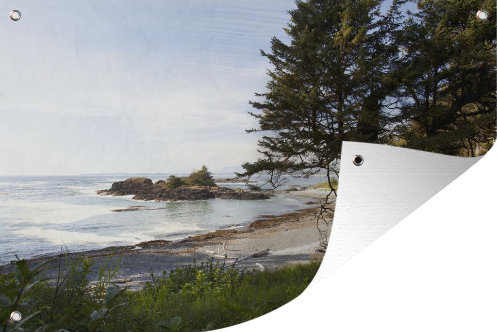 MuchoWow 120x80 cm Outdoor-Poster Gartendeko Sichtschutz Garten Poster für den Garten Der Strand und das Meer im Pacific Rim National Park in Ka...