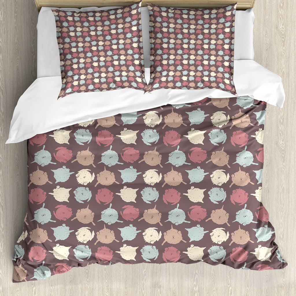 ABAKUHAUS Kinder Bettbezug Set für Einzelbetten, Kugelfisch Pastellfarben, Milbensicher Allergiker geeignet mit Kissenbezug, 200 cm x 200 cm - 80 ...