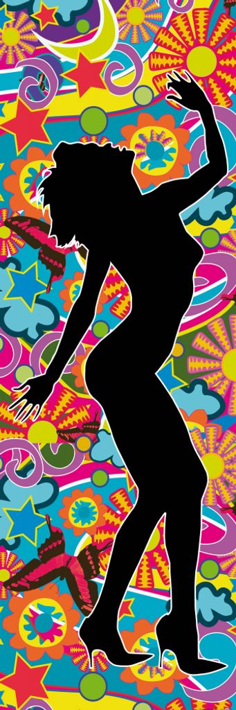 Schöne Frauen Kunstdruck Bild - Silhouette I, Flower Power Tanz (91 x 30 cm)