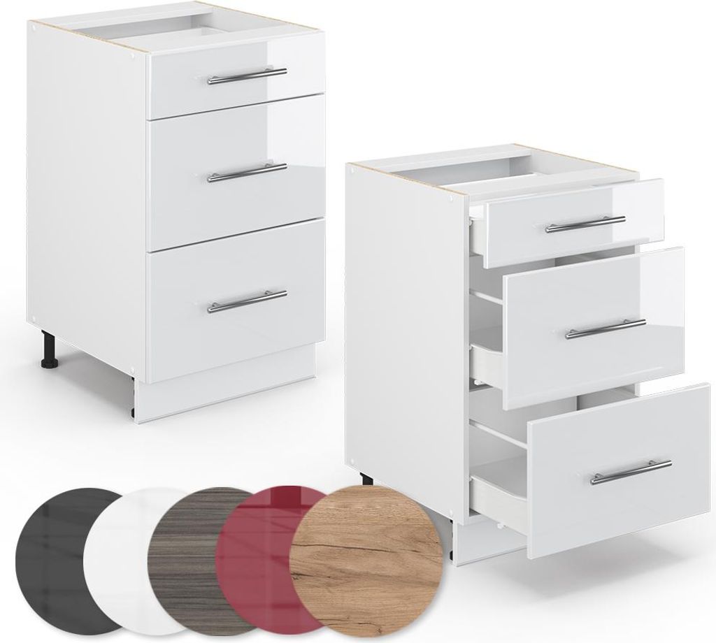 Vicco Mueble de cocina Fame-Line, Blanco alto brillo/blanco, 300 cm