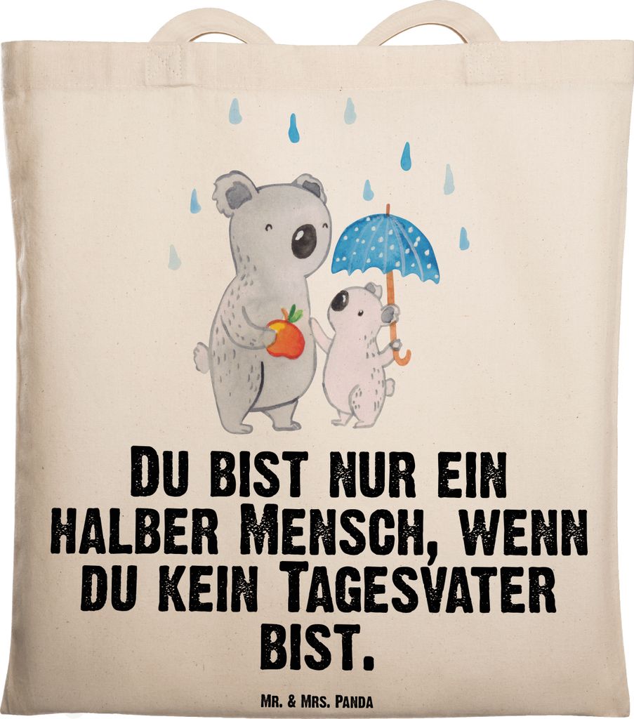 Mr. & Mrs. Panda Shopping Tasche Tagesvater Herz - Transparent - Geschenk, Schultasche, Uni, Laptoptasche, Tragetasche, Freizeittasche