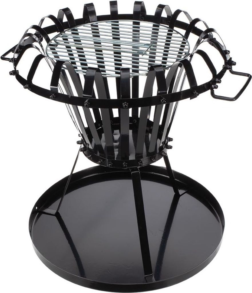 Perel Runder Feuerkorb mit Grill und Ascheplatte für Garten Produktbild 