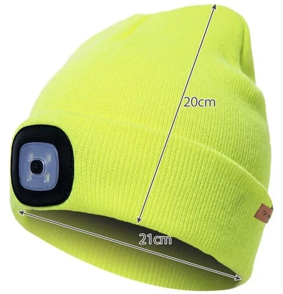 Trizand 22664 Muts met USB-hoofdlamp, reflecterend geel Productafbeelding 
