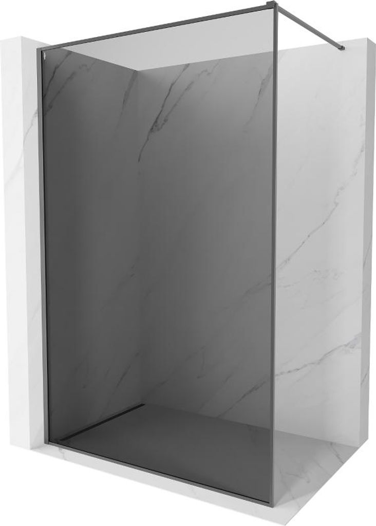 Mexen Kioto-F Duschwand Walk-in mit Rahmen 80 x 202 cm, graphit 8 mm, gun metal - 800-080-104-95-40