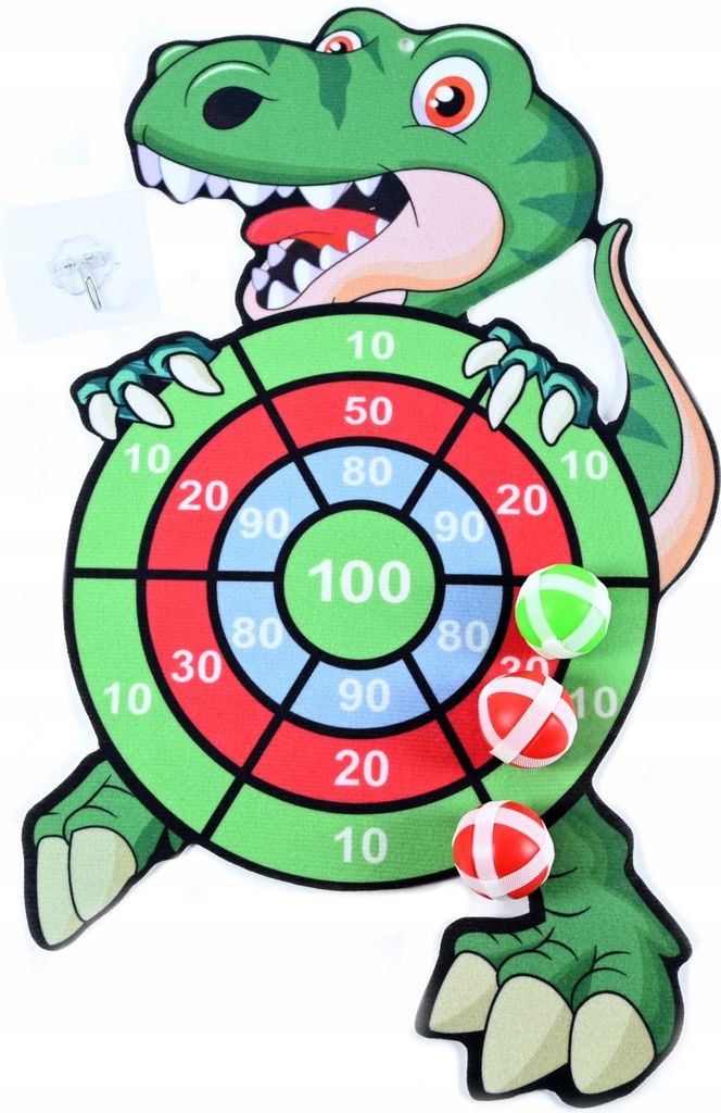Dinosaurier Klett-Dartscheibe für Kinder - Sicheres Wurfspiel mit 2 Bällen & Klettverschluss