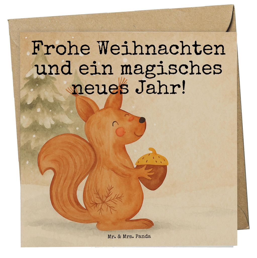 Mr. & Mrs. Panda Glückwunschkarte Eichhörnchen Weihnachten Design - Weiß - Geschenk, Grußkarte, Frohes Neues Jahr, anlasskarte, Weihnachtsgruß...
