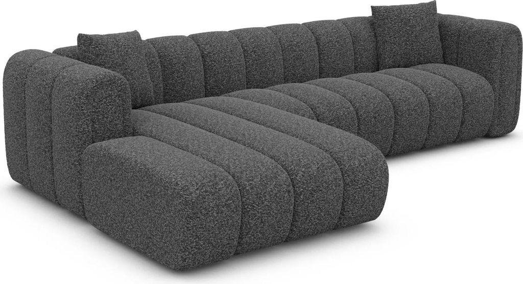 Bouclé L-Form Sofa Amoria Graphit Links