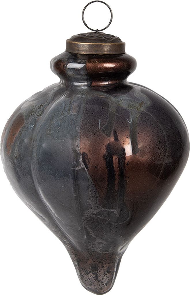 Clayre & Eef Weihnachtskugel Ø 10x15 cm Grau Glas
