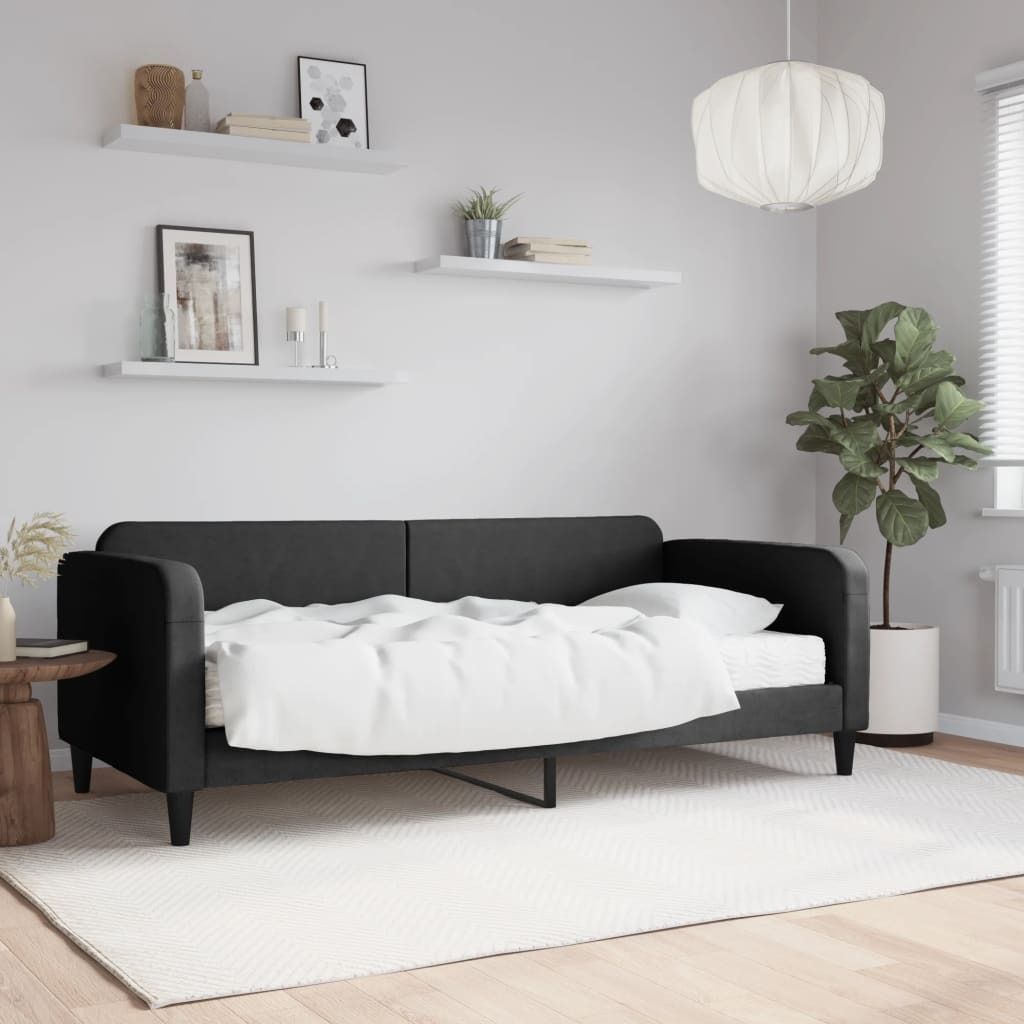 Maison Exclusive - Tagesbett mit Matratze Schwarz 90x200 cm Stoff