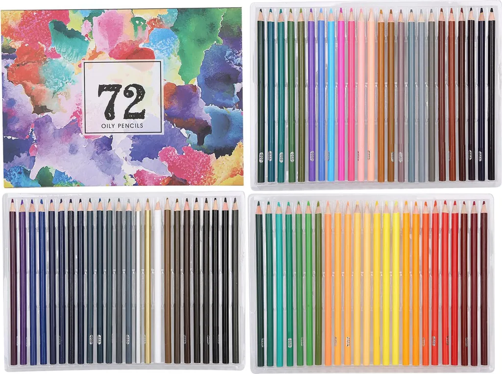 set di 72 matite oleose per artisti adulti che colorano, disegnano, fanno schizzi e ombreggiano