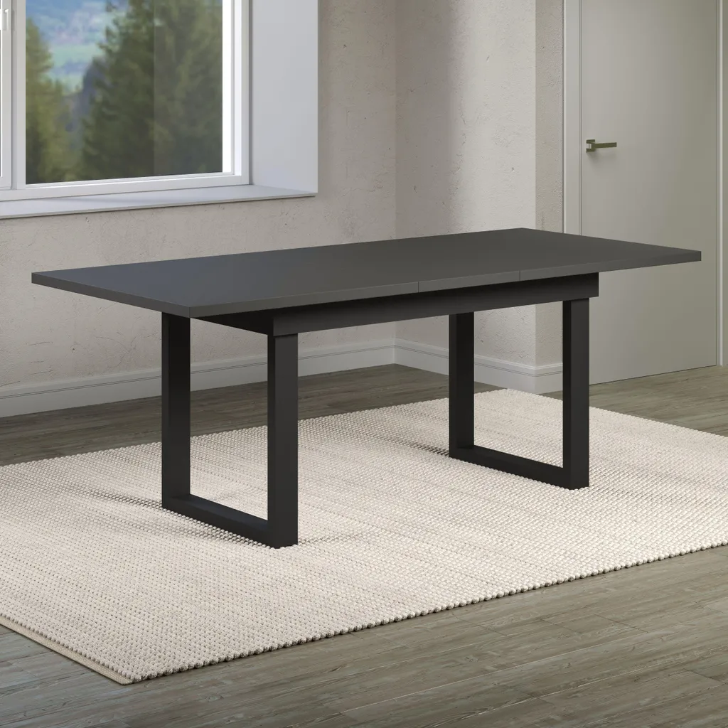 Table de Repas avec Rallonge Anthracite UniversalS Plateau Résistant - 12