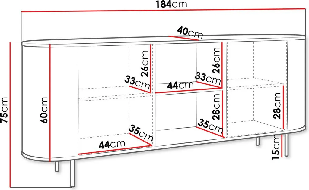 Buffet 184 cm Sansa : la solution rangement design Bois et Marbre - 4