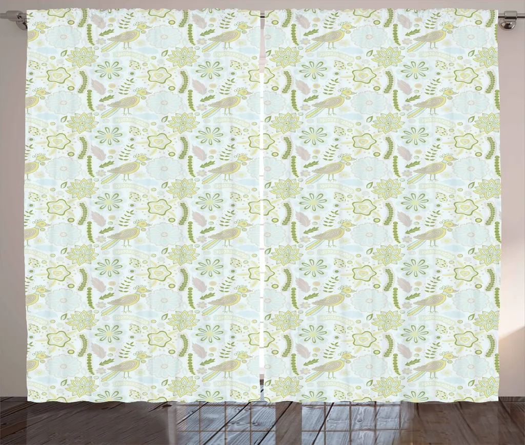 Offerta Tenda ABAKUHAUS 280x175 cm - Fiori e Uccellini Multicolore