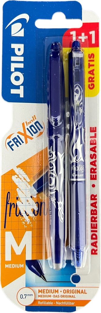 Pilot Frixion Ball M Medium 0,7mm 1+1 Packung, radierbar, nachfüllbar