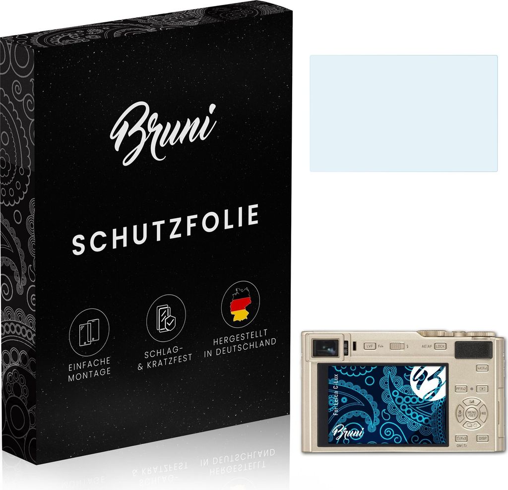 Bruni Basics-Clear 2x Schutzfolie kompatibel mit Leica C-Lux Folie