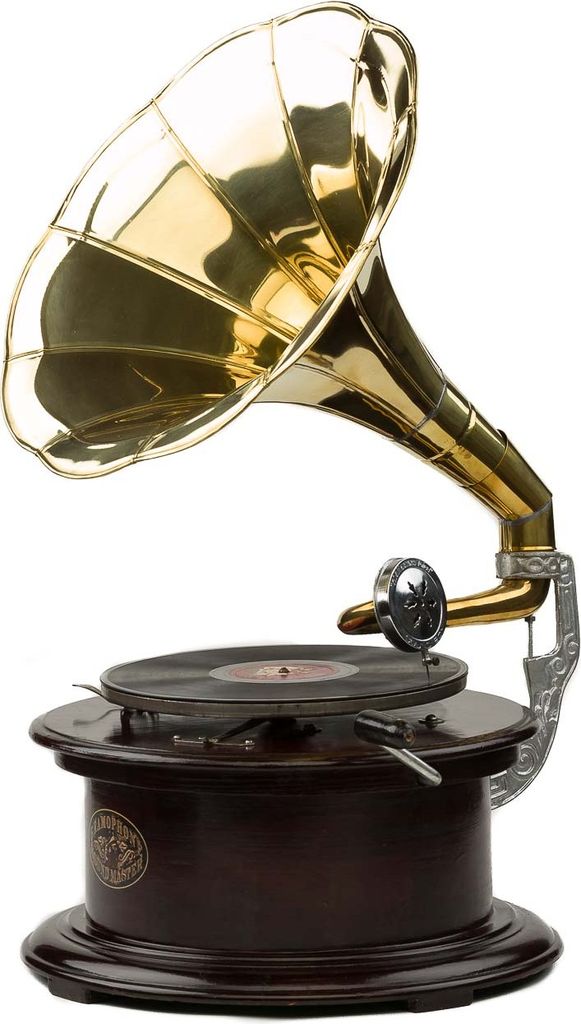 Grammophon 70cm Schellackplatte Holz Trichter Trichtergrammophon antique style