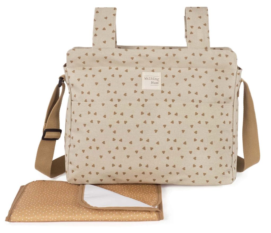 Walking Mum Changing Bag Hearts Poppy Cinnamon, 130 mm, 380 mm, 330 mm, 560 g, 560 g, 130 mm