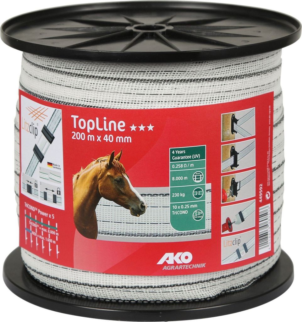 KERBL Weidezaunband Top Line Weiß/Schwarz