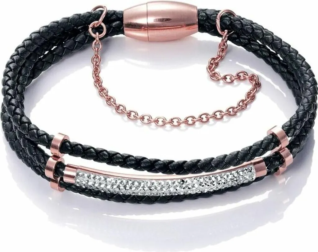 Bracelet VICEROY FASHION Mod. 90054P01010 en Cuir Noir et Acier pour Femme