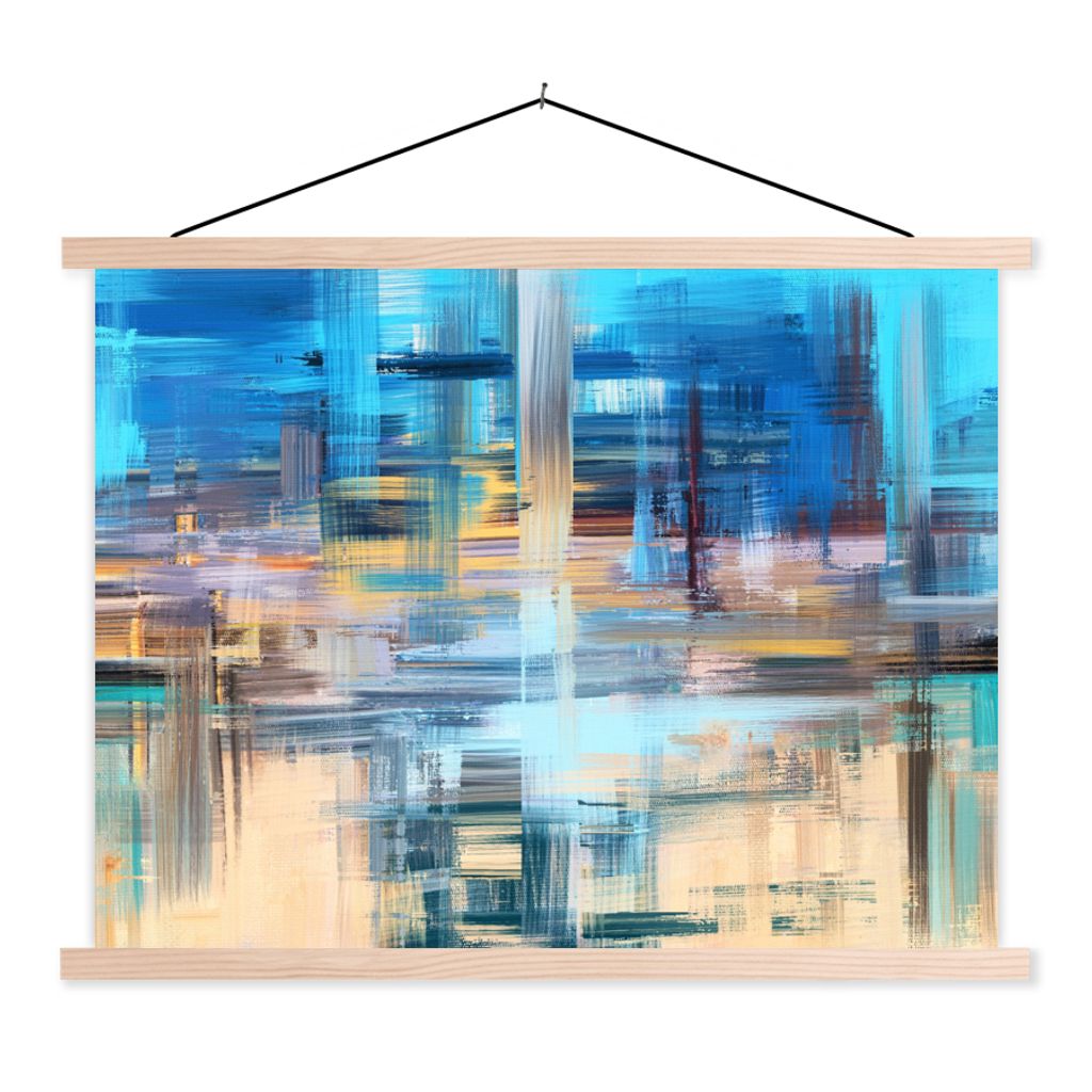 MuchoWow Textilposter Ölfarbe - Abstrakt - Malerei 120x90 cm mit holzfarbenen Rahmen - Magnetisch