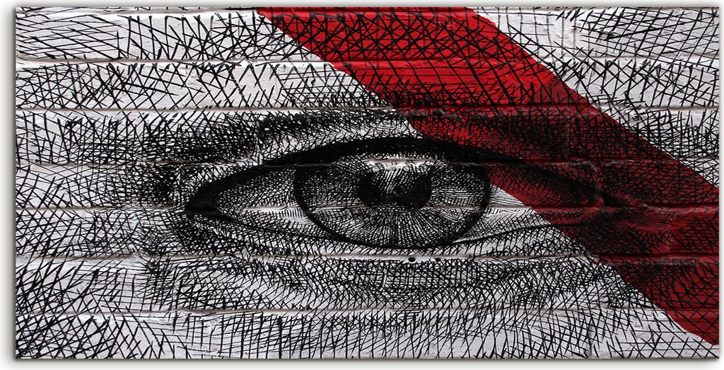 Coloray - Glasbild - 100x50 cm - Wandbild - Glasbilder - Wand Kunst Bild Augenskizze Graffiti