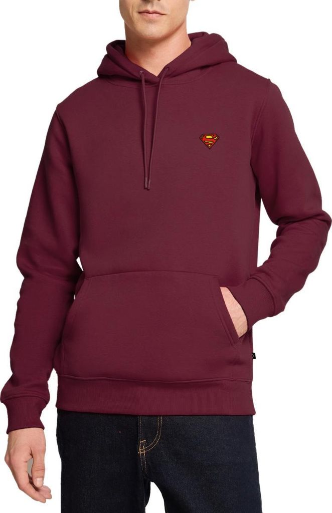 Spreadshirt Superman Original Logo S-Shield Stick Herren Premium Hoodie, 5XL, Burgunderrot