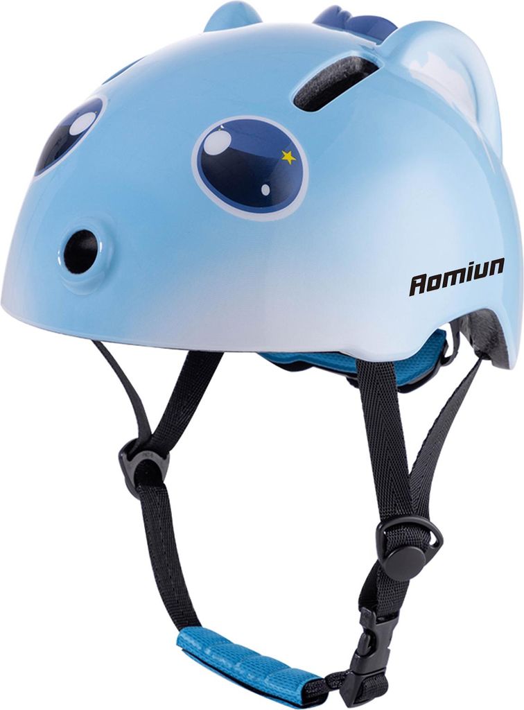 3D Kinder Fahrradhelm Cartoon Design einstellbar leicht PC EPS Aufprallschutz atmungsaktiv abnehmbar Liner Radfahren Roller Helm blau weiß S