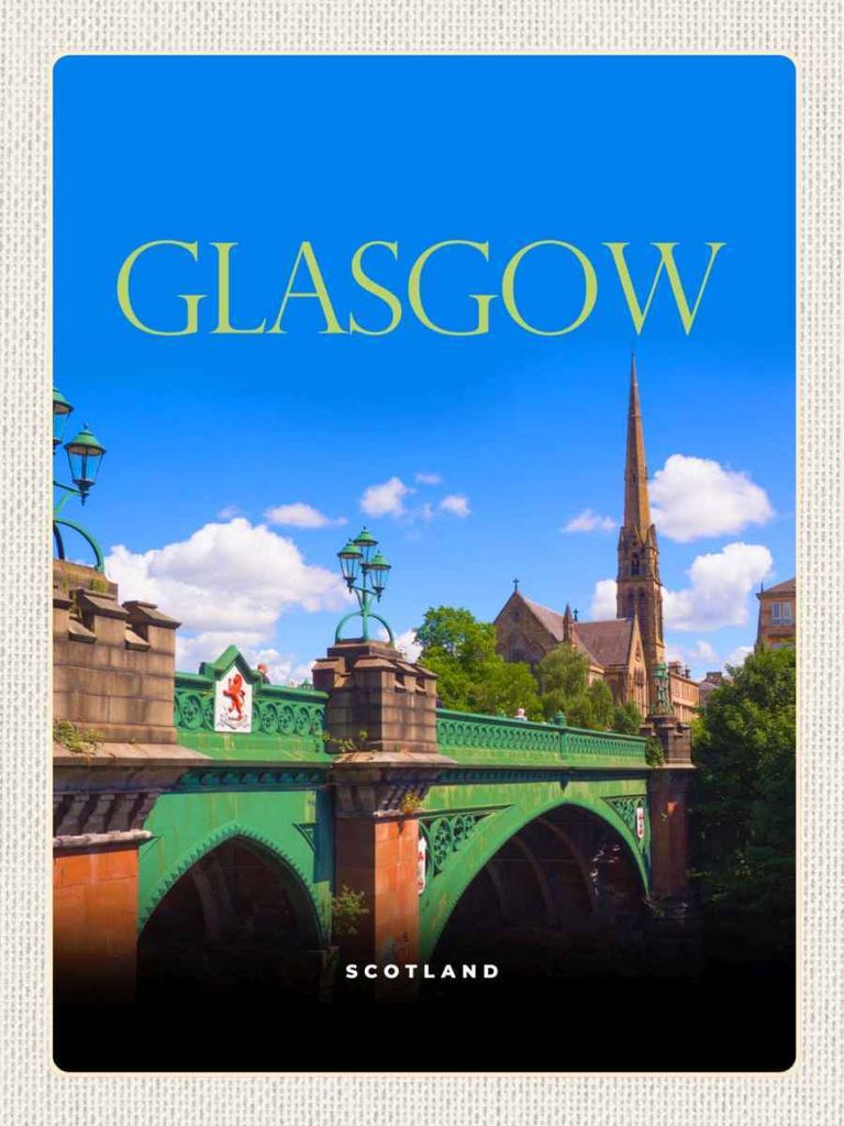 vianmo Holzschild 40x30 cm Glasgow Scotland Hafenstadt Bildmotiv Reisemotiv Tier Haustier
