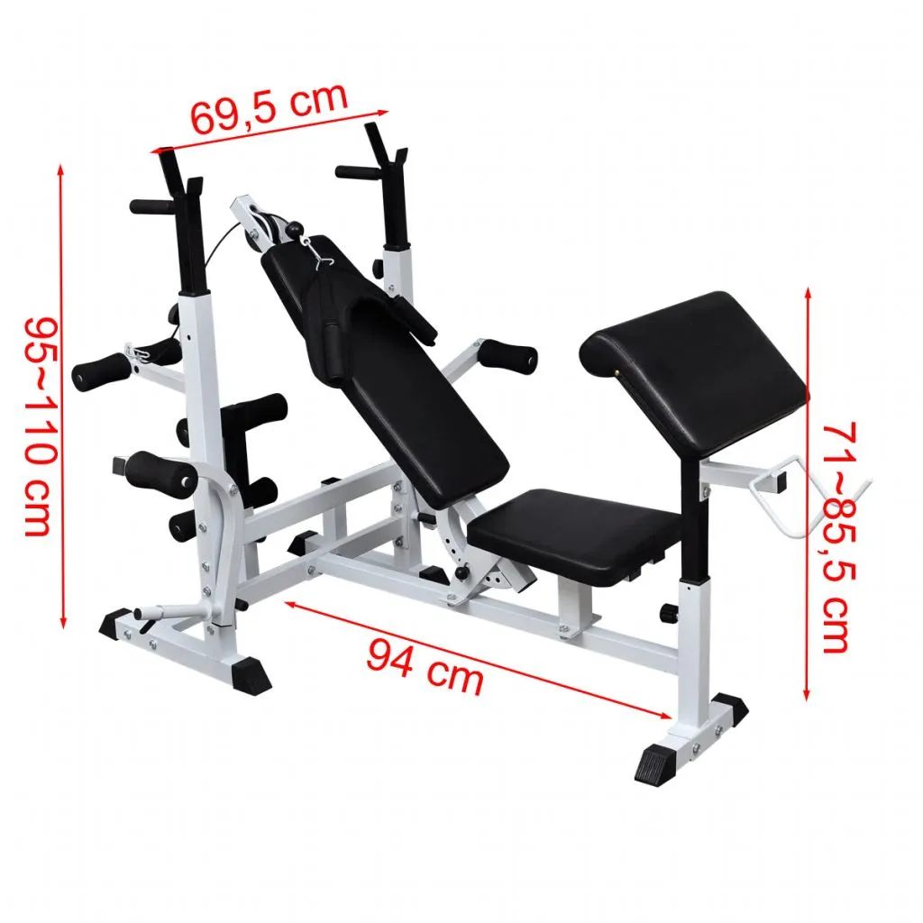Banc de musculation robuste avec dossier inclinable et support de barre - 5