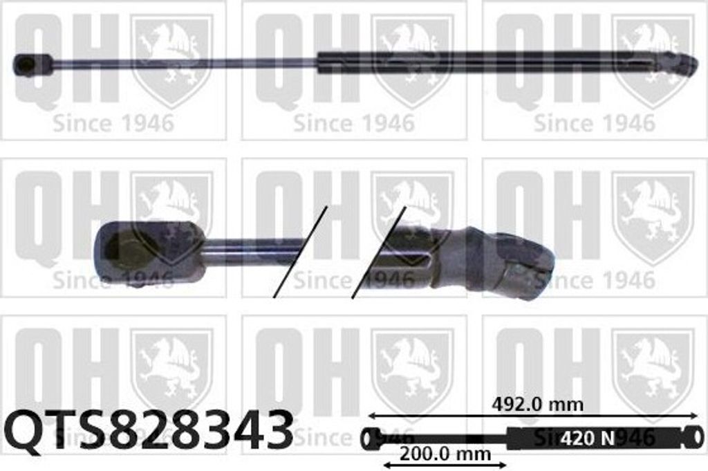 QUINTON HAZELL QTS828343 Gasfeder Heckklappendämpfer passend für PEUGEOT 4007 (VU, VV) 492mm