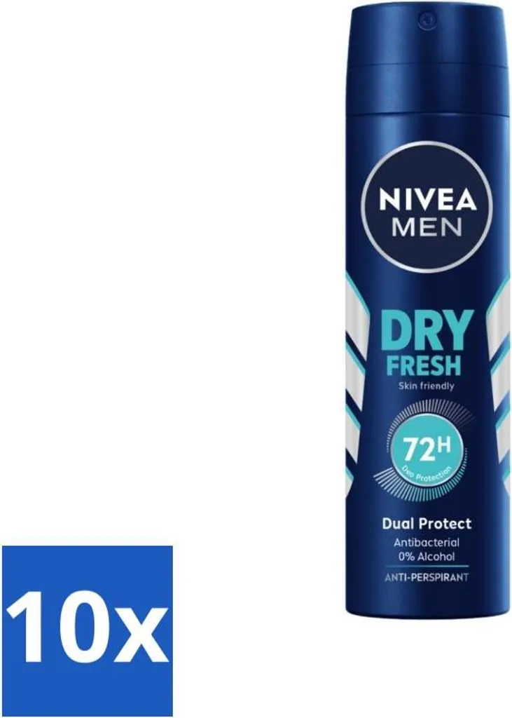 NIVEA MEN Deodorante Spray Dry Fresh 150 ml - Multipack 10 Pezzi Stock
