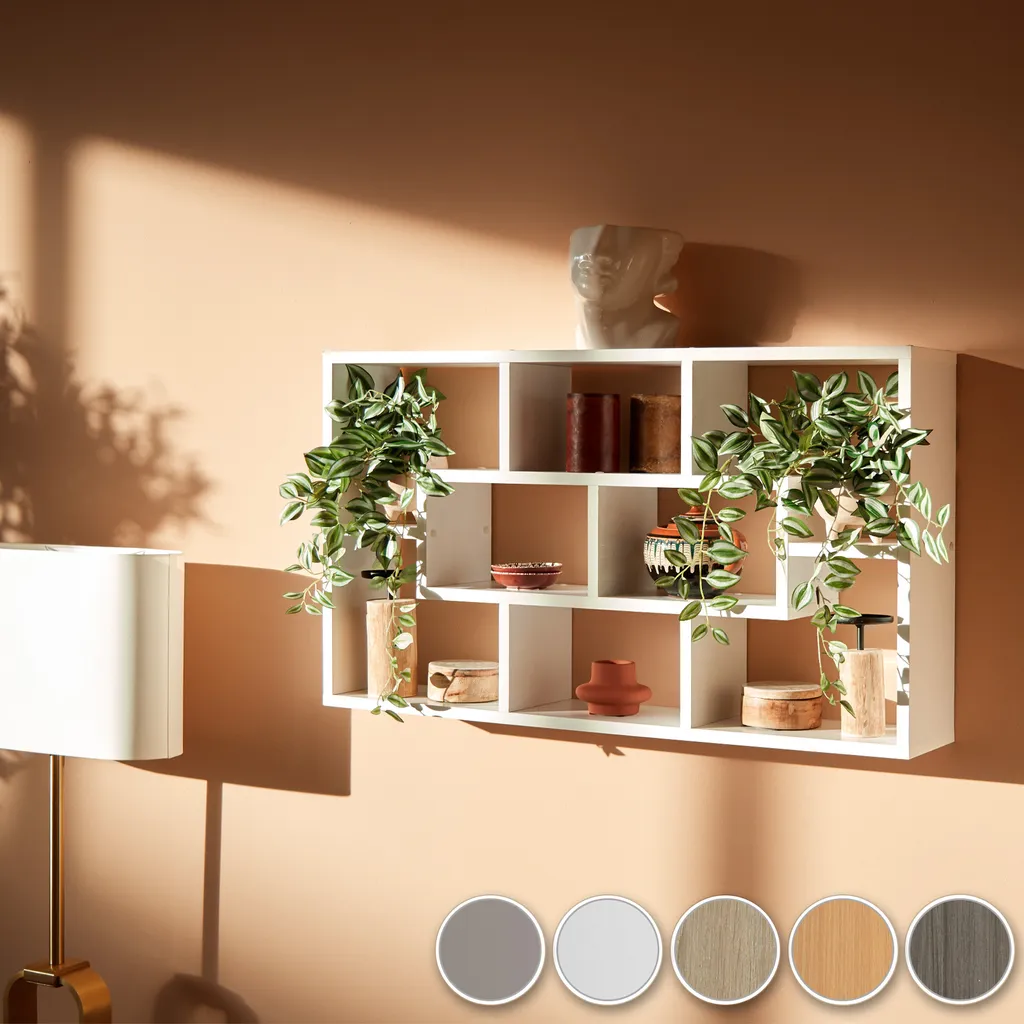 Étagère murale Kassandra avec 8 compartiments en bois MDF blanc mat - 3