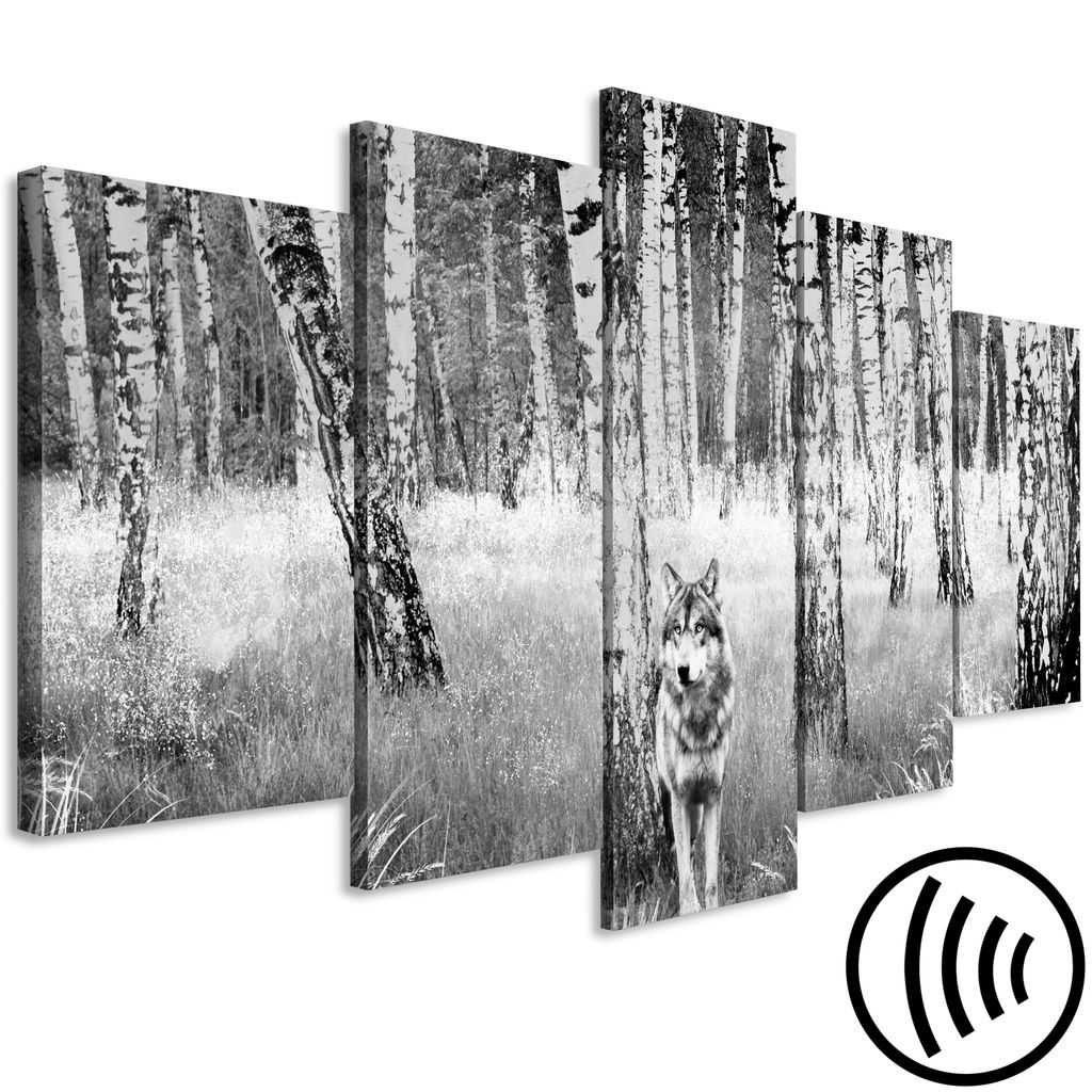 Akustikbild Wolf 200x100 cm Bilder Akustikschaum Hochleistungsschallabsorber Schallschutz Leinwand 5 tlg Wandbild Raumakustik Schalldämmung g-C-03...