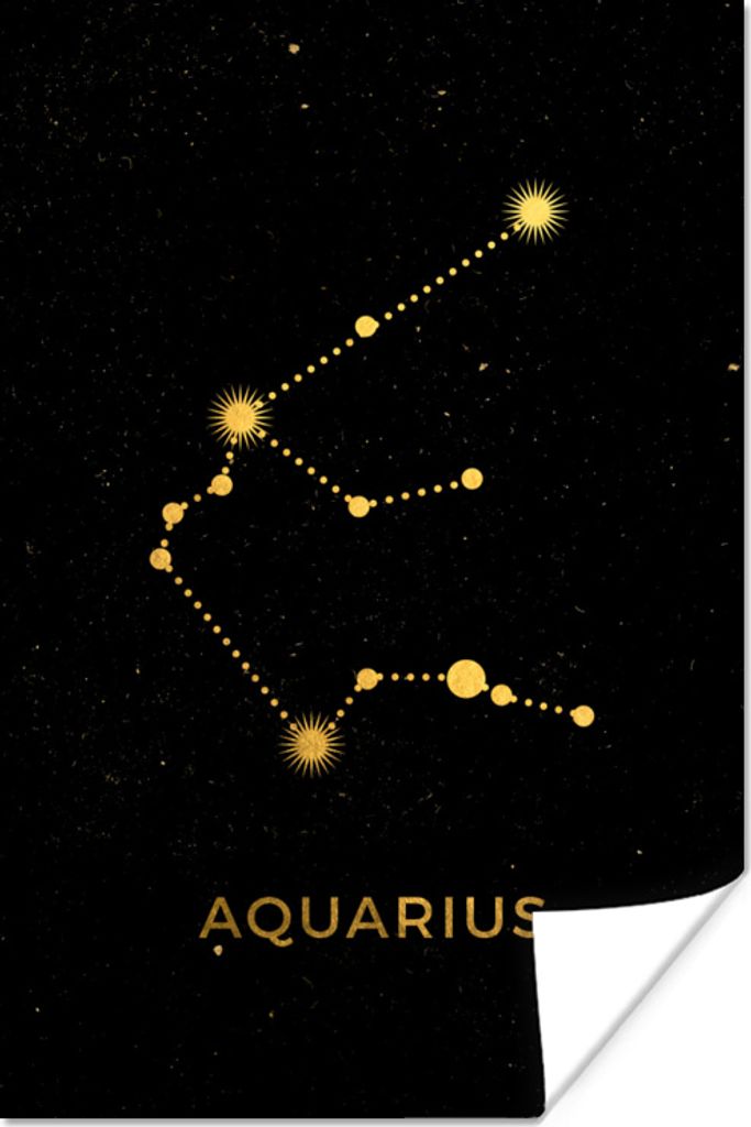 MuchoWow Poster Sternbild - Wassermann - Gold 20x30 cm - Papierdruck