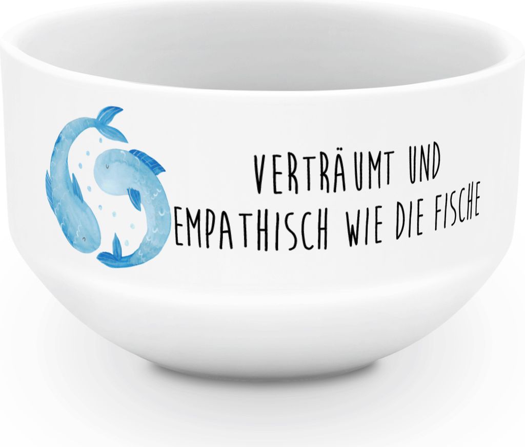Mr. & Mrs. Panda Schüssel Sternzeichen Fische - Weiß - Geschenk, Müsli, Geburtstag Februar, schälchen, Obstschale, Sternbild, März, Fisch, jog...