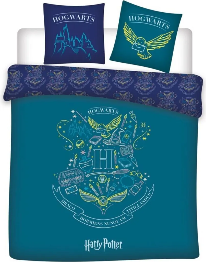 Harry Potter Bettbezug Grün/ Türkis - Poliestere