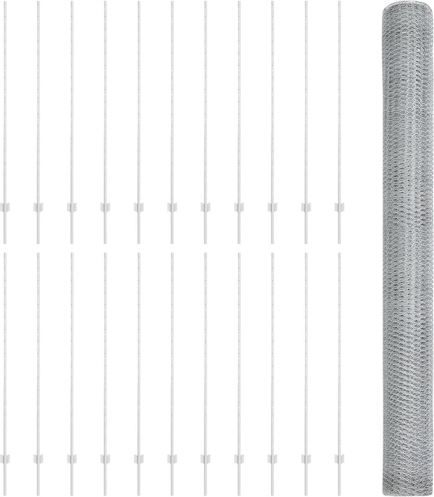 Best Möbel Zaunpfosten 22 Stück U-Channel 150 cm Verzinkter Stahl, Sechseckzaun 1,5 x 50 m Verzinkter Stahl - Zaunzubehör CHY565864