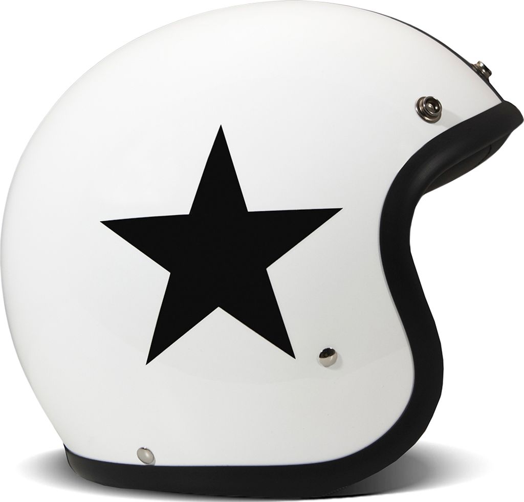 Jet Helm Cafe Racer DMD RETRO Star Weiß Schwarz Glanz größe XXL