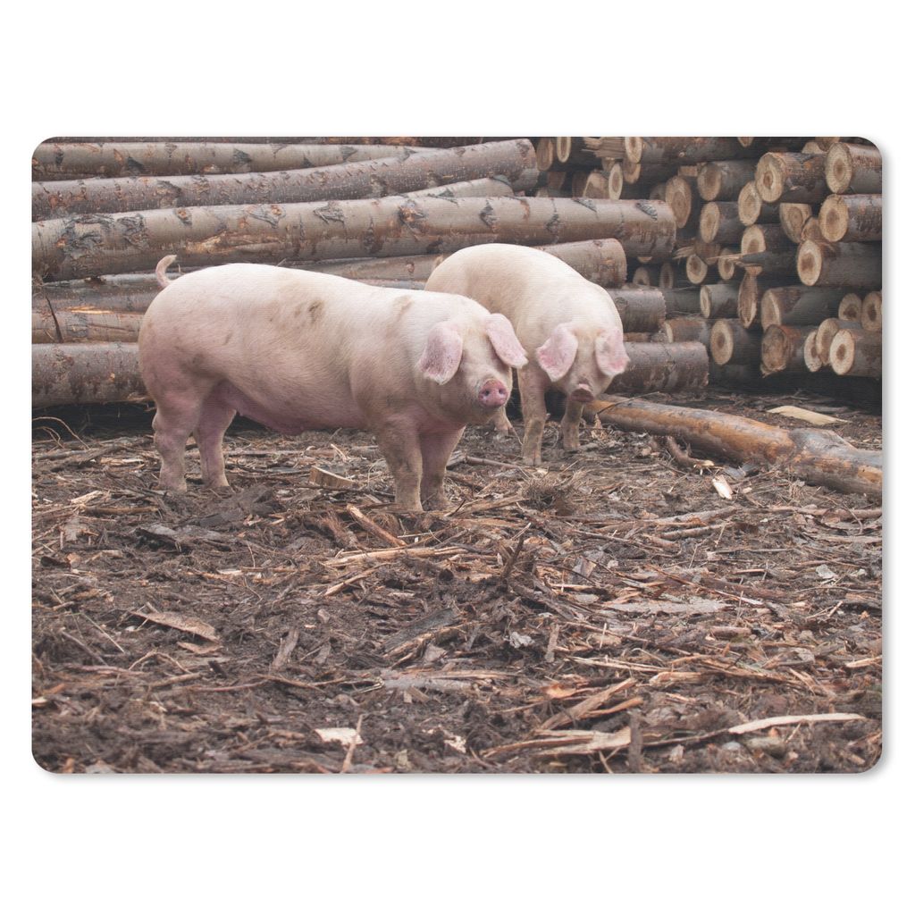 MuchoWow Mauspad Mousepad Schweine - Holz - Baum 40x30 cm - Mousepads - Maus Mat - Pad - Mausunterlage - Anti Rutsch