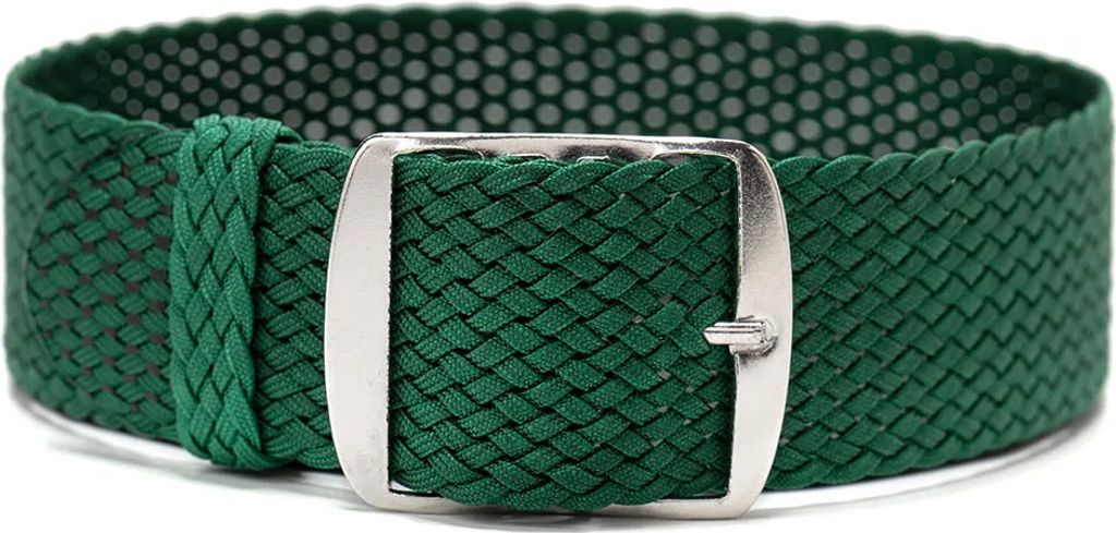 ClassicWatchStraps Perlon Uhrenarmband - Grün, 12 mm, Silber gebürstet