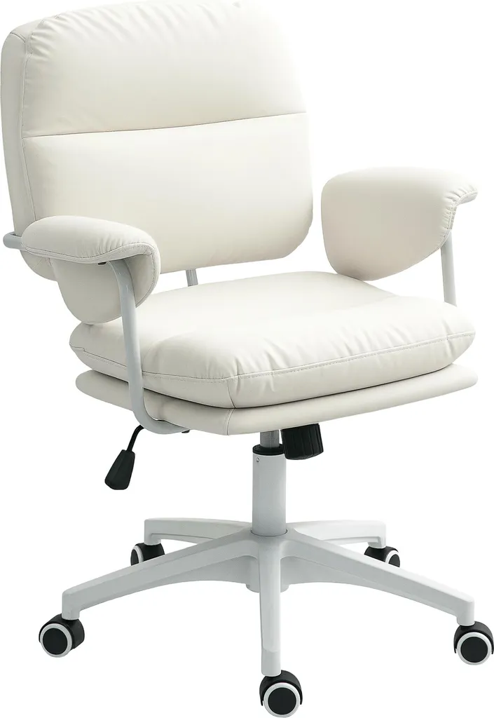 Chaise de bureau Fortuna Lai idéale pour le télétravail, inclinable et blanche
