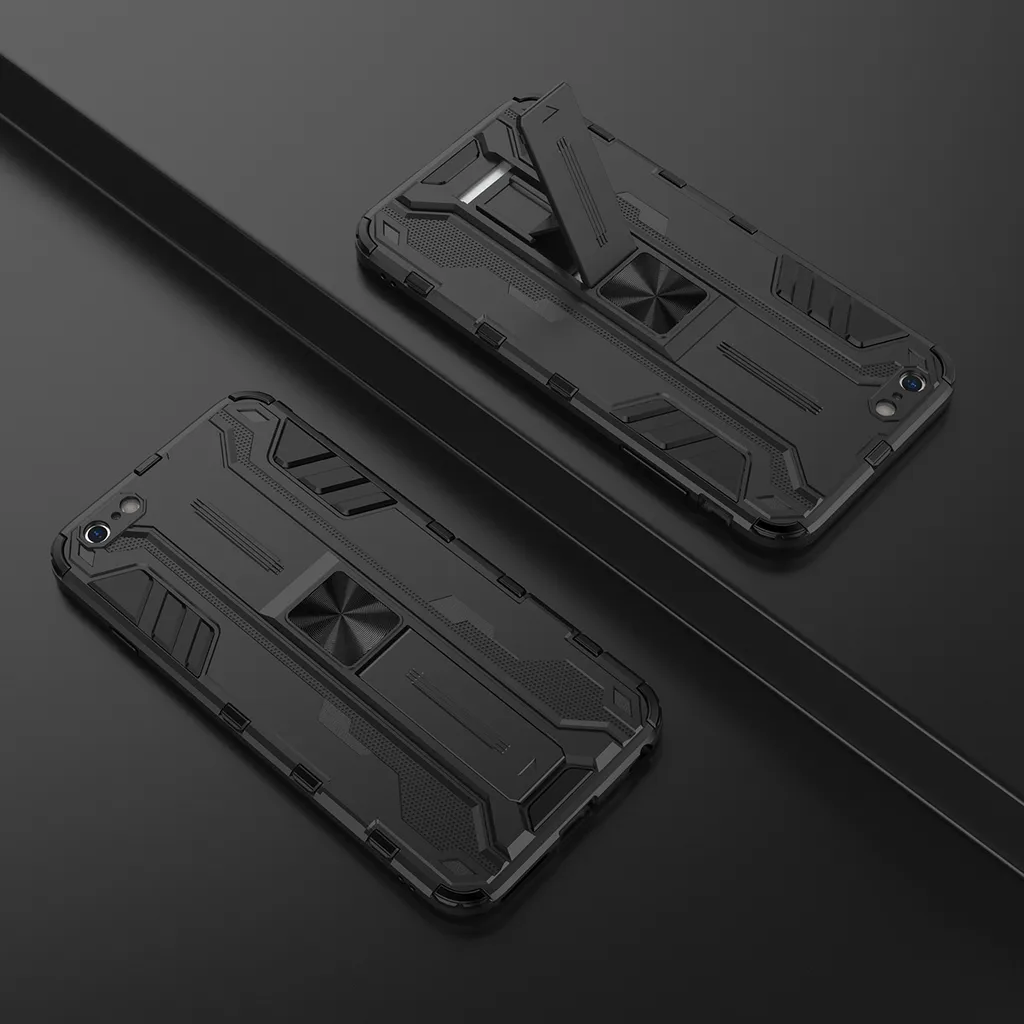 Custodia per iPhone 6 Plus / 6s Plus a doppio strato in PC e TPU con paraurti e supporto nero - 5