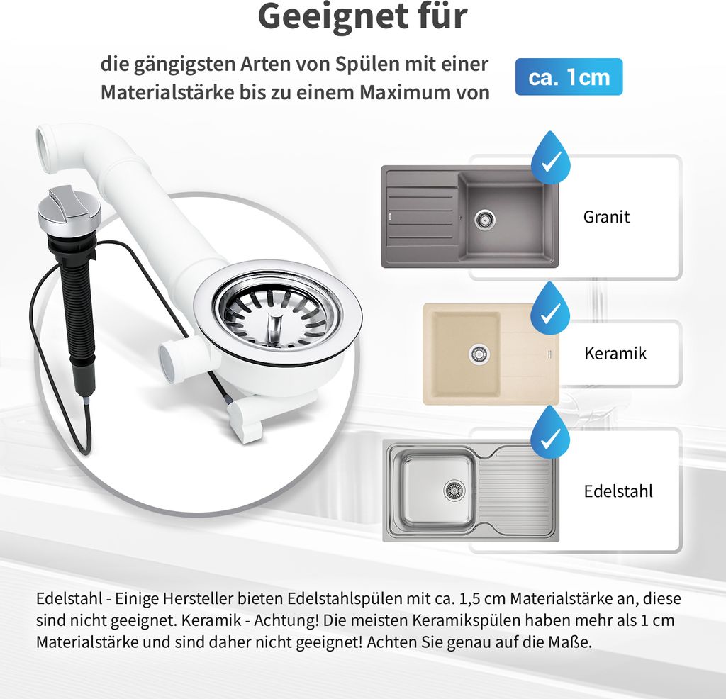 Siebkorbventil 114mm Anschluss 1" für Überlauf Produktbild 2