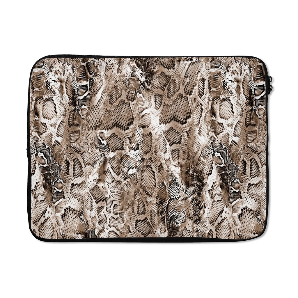 MuchoWow Laptop Hülle 17 Zoll Laptoptasche Tiermuster - Schlange - Schuppen - Braun - Zipper - Schutzabdeckung