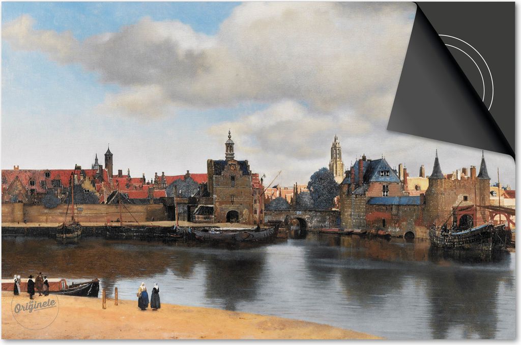 Induktionsschutz 59x52 - abdeckplatte Induktion matt- Dietrix Kochfeldschutz- Base - Alte Meister - Vermeer Malerei-Ansichten auf Delft